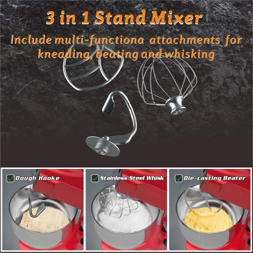 ELESTYLE Stand Mixer, 6L Food Mixer, 1500W, 6 Speeds with Pulse Kitchen Electric Mixer, Tilt-Head Cake Mixer with Stainless Steel Bowl, Dough Hoo