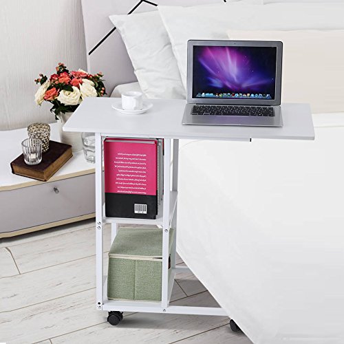 Over Bed Table, Home Office Portable Mobile Over Bed Table Sofa Couch Rolling Wheel Laptop Computer Desk