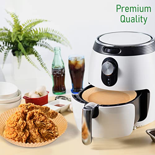 Felihome Air Fryer Liners Disposable Silicone Oil-Coated, 100PCS Non-Stick AirFryer Liners Food Grade, Air Fryer Paper Liners Round Water-Proof,