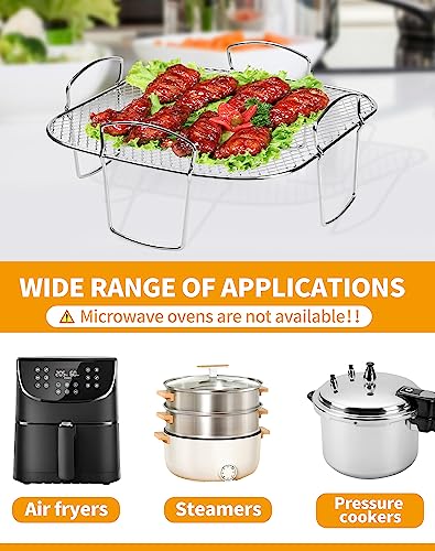 Air Fryer Rack for COSORI Air Fryer 5.5L Square Air Fryer Basket 304 Stainless Steel Dehydrator Rack Air Fryer Accessories Compatible with Instan