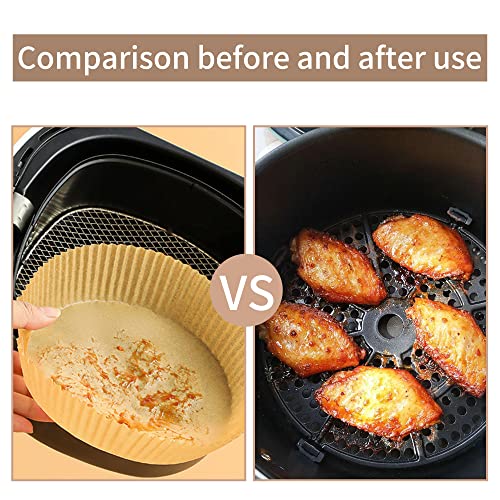 Air Fryer Liners 50pcs, 7.9 inch Disposable Air Fryer Liners Non-Stick Air Fryer Paper Liners, Food Grade Parchment Baking Paper Liner Oil-Proof,