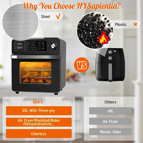 HYSapientia® 15L Large Air Fryers Oven With Rotisserie For Family Digital Knob 1700W 10 in 1 Airfryer Toaster Air Convection Mini Oven electric a
