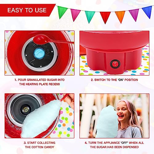 Global Gizmos 55889 Compact Candy Floss Machine / 400W / Carnival Style Candy Floss Maker / Spinning Tool Included / Red Colour / 26cm x 19cm