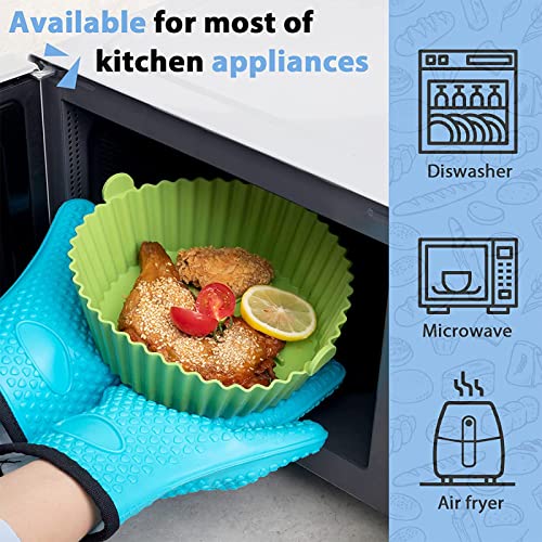 Air Fryer Silicone Pot, 2 PCS Reusable Air Fryer Silicone Basket, 6.3inch Air Fryer Accessories for Oven, Microwave Cake Baking Pans, Home Kitche