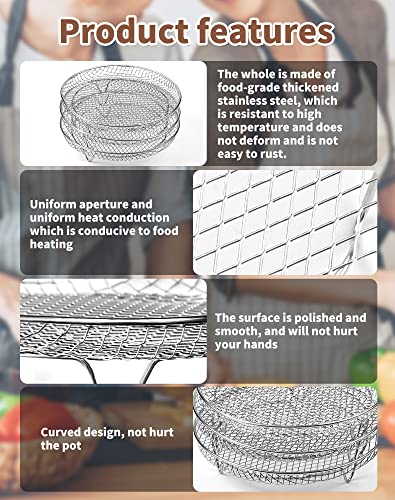 Air Fryer Rack for Ninja Air Fryer 3 Layer Stackable Dehydrator Racks Stainless Steel Air Fryer Basket Tray Air Fryer Accessories Compatible with