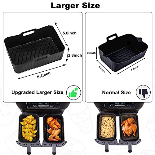 Air Fryer Silicone Liners for Ninja AF300UK AF400UK, 6 PCS Reusable Air Fryer Accessories Set Airfryer Rack for Ninja Air Fryer Dual, 304 Stainle