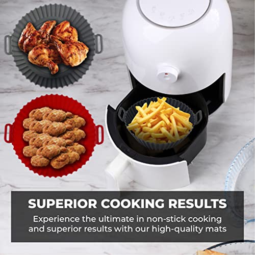 EATO Air Fryer Silicone Liners Set of 2 Air Fryer Liners Pot Reusable Silicone Liners for Cooking, Baking, Oven Safe Replacement of Flammable Par