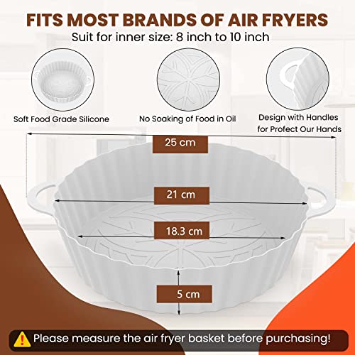 Homestarry Silicone Air Fryer Liner, 2Pcs Air Fryer Liners Reusable Silicone Pot, 8.3" Air Fryer Food Grade Silicone Baking Tray Coking Accessori