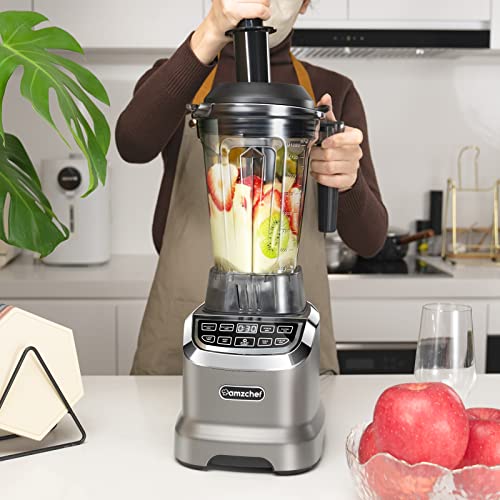 AMZCHEF Blender for Two Blend Ways, 2000W Professional Smoothie Blender Maker for Kitchen with Smart Control Panel, Pro-Blend 6 Blades 3D Improve