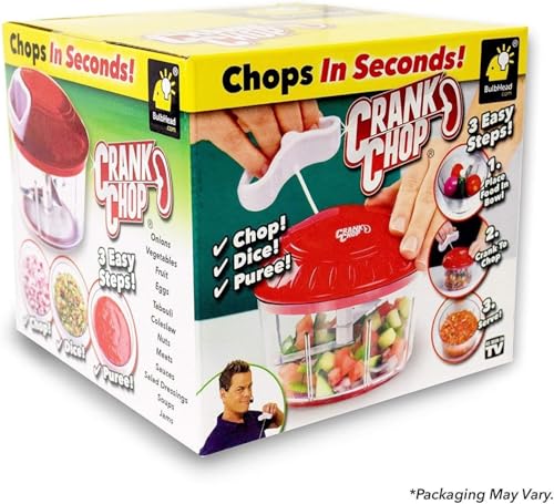 Crank Chop Food Chopper and Processor Original - Chop Dice Puree Vegetables Onions Tomatoes Garlic Meats and Nuts in Just Seconds for Delicious M