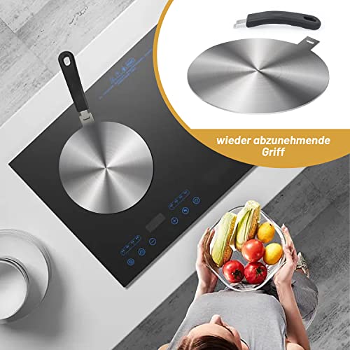 Induction Plate Adapter for Glass Cooktop Heat Diffuser for Electric Gas Glass Stove with Detachable Handle, 24CM
