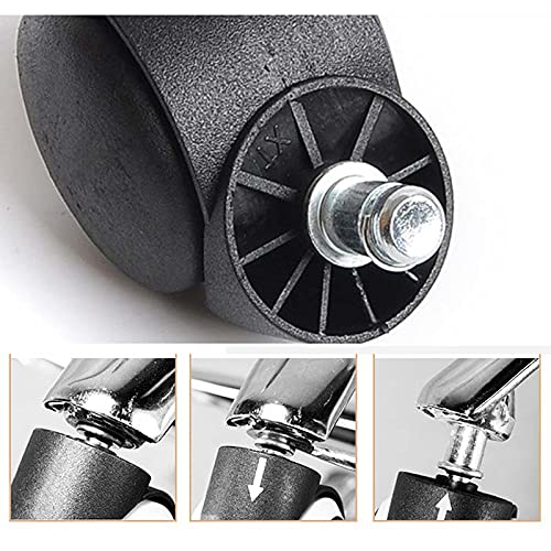 TWDYC 2 Pcs 2 Inch Stem Universal Mute Black Caster Nylon Wheel Executive Chair Office Chair Swivel Rollers 360 Degree