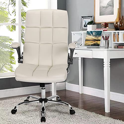 KCREAM Home Office Chair Executive Chair Frabic Computer Desk Chair, High Back Adjustable Tilt Angle and Flip-up Arms and Thick Padding for Comfo