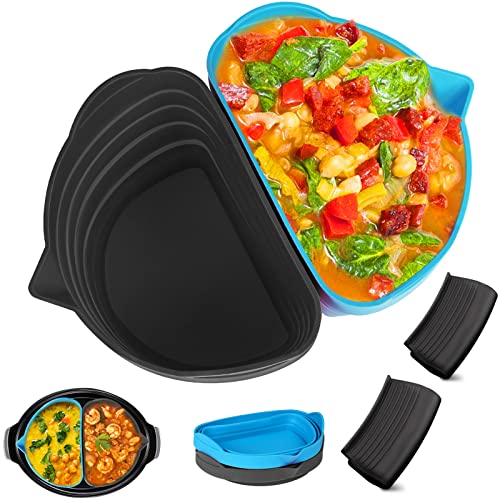 Slow Cooker Liner Silicone, 2pcs Food-Grade Silicone Slow Cooker Divider Liners Reusable Slow Cooker Accessories Fit 6-8 Quarts Crockpot, Leakpro