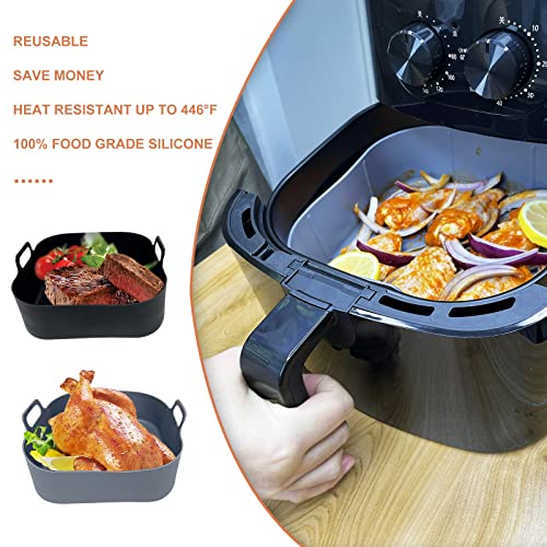 CUTIECLUB 2 Pcs Air Fryer Silicone Pot, Square 8 inch Silicone Air Fryer Liners Basket Food Safe Reusable Air fryers Oven Replacement Accessories
