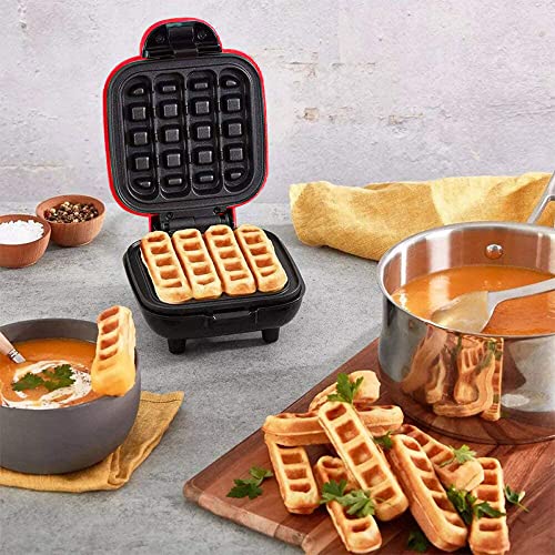 Candora Mini Waffle Stick Maker Non-Stick Coating for Afternoon Tea Dessert, Hash Browns, Paninis, Lunch, Snacks, or Other on The Go Breakfast Wa