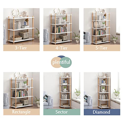 IOTXY 4-Tier Wooden Shelf Bookcase - Modern Open Bookshelf, Free Standing Storage Rack, Multifunctional Display Stand for Home and Office, White,