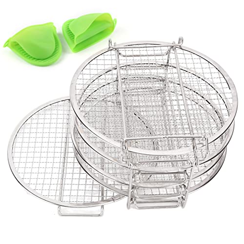 Dehydrator Rack for Air Fryer, 5 Racks Stainless Steel Air Fryer Rack with Anti Scalding Gloves Stackable Air Fryer Accessories for Dry Corn Swee