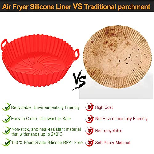 Air Fryer Silicone Pot, 2PCS Reusable Silicone Air Fryer Liners, 7.9 inch Round Air Fryer Basket, Non-Stick Air Fryer Accessories, Replacement of