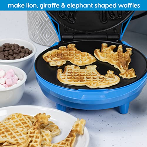 Animal Planet Waffle Makers / 3 in 1 Animal Shaped Waffle Iron/Cool Touch Handle/Non-Stick Coating/Cord Storage/Anti-Slip Feet (Safari)
