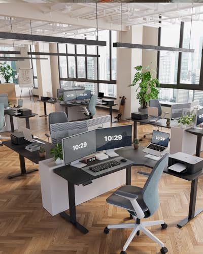 Marsail L Shaped Standing Desk, 63x55 Inch Standing Desk Adjustable Height with 4-in 1 Electical Outlet, Electric Standing Desk Stand up Desk for