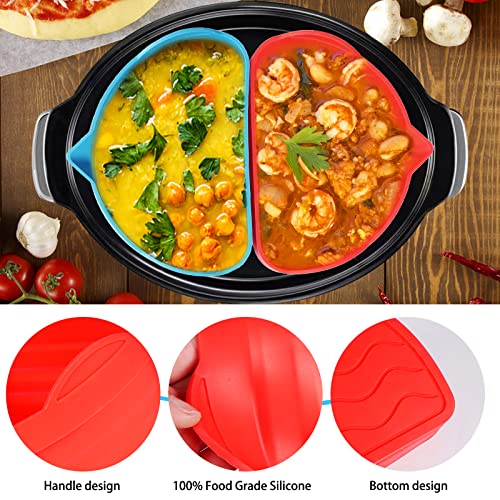 Slow Cooker Liner Silicone, 2pcs Food-Grade Silicone Slow Cooker Divider Liners Reusable Slow Cooker Accessories Fit 6-8 Quarts Crockpot, Leakpro