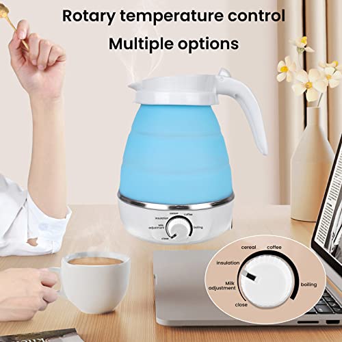 Foldable Electric Kettle - Portable Silicone Kettle for Travel with Separable Power Cord and 2 Silicone Folding Cup, Silicone Folding Electric Ke