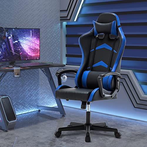IntimaTe WM Heart Gaming Chair, Ergonomic High Back Office Racing Chair with Armrest, Swivel Leather Desk Chairs with Adjustable Headrest and Lum