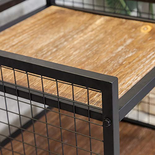 HANS CAO Industrial 3-Shelf Printer Stand, Rustic Printer Cart with Wheels, Large Printer Desk Cart with Storage Shelves, Office Organizer for Ho