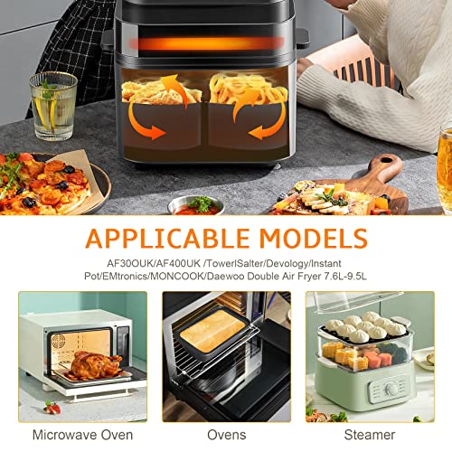 Dual Air Fryer Accessories Set of 10 for Ninja Foodi AF300UK/AF400UK/Tower T17088/Salter, Air Fryer Accessories with Silicone Air Fryer Liners, A