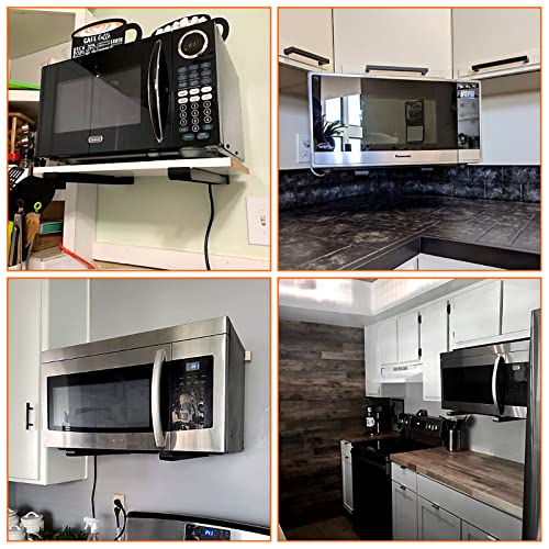 MIVIDE 2 Pair Microwave Wall Brackets Black, Universal Microwave Brackets, Adjustable Microwave Wall Mount Brackets, with Matching Screws and Exp