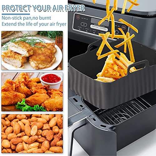 DIFCUL 2PCS Silicone Pot For Ninjas Dual Air Fryer, Silicone Air Fryer Liners Double Air Fryer Silicone Air Fryer Basket,Air Fryer Rack, Accessor