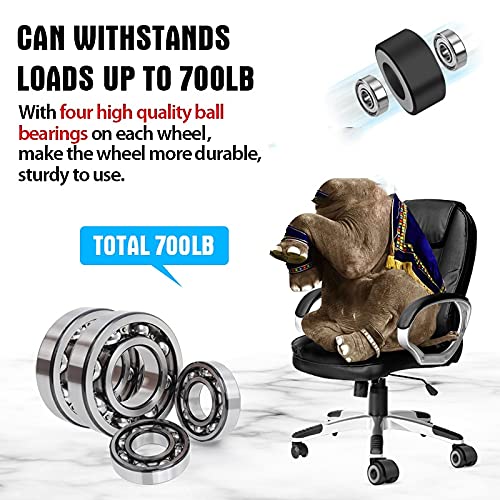 TWDYC 5 PCS Universal Mute Chair Wheel 2" Office Chair Caster Replacement Casters Rubber Soft Safe Roller Furniture Wheels