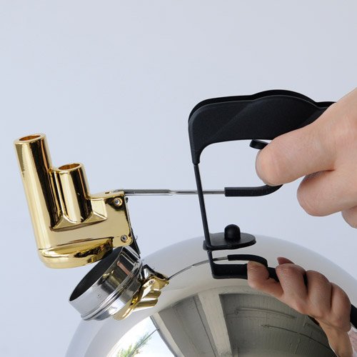 Alessi 9091 FM Officina HOB Kettle with Steel Bottom, Silver, 7.5" x 6.5" x 6.5"