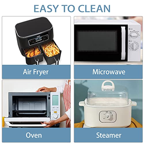 DIFCUL 2PCS Silicone Pot for Ninjas Dual Air Fryer,Silicone Air Fryer Liners,Double Air Fryer Silicone Air Fryer Basket,Reusable Air Fryer Rack(B