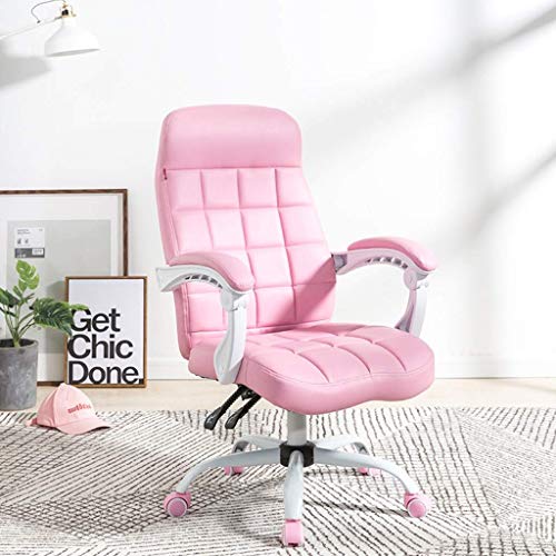 Mu Home Office Chair Boss Reclining Office Chair Girls Cute Bedroom Computer Chair Lying Sleeping Seat Loading 300Kg,Pink,64 * 64 * 107Cm