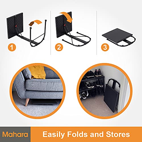 MAHARA Tilting Laptop Stand Foldable Desk Black - Height Adjustable Desk (from 58cm - 69cm) for Laptops - Portable & Lightweight Fold Up Table W4