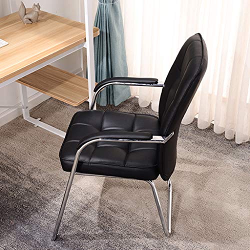 N/A Classic Leather Office Desk Guest Chair with Metal Frame, Comfortable and Breathable, Black