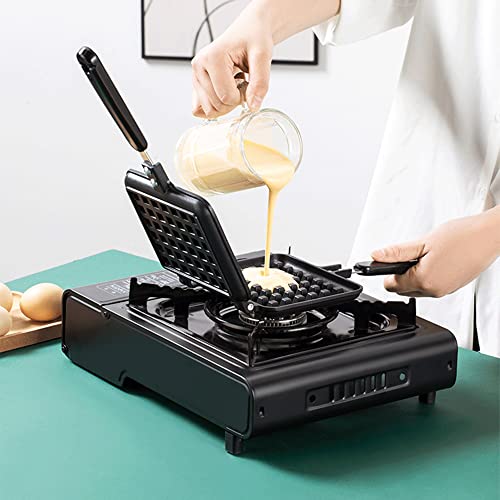 JIAMIAN Waffle Maker, Waffle Baking Pan Bakeware, Stove Top Waffle Iron Plates, Die-Cast Aluminium Waffle Maker, with Non-Stick Interior Coating,