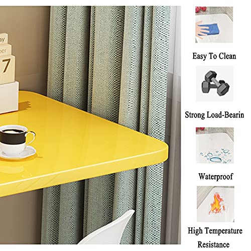 Folding Desk Floating Desk Stable Sturdy for Study Workbench, Home, Office Folding Wall-Mounted Table, Yellow 20 Sizes (Color : Yellow, Size : 50