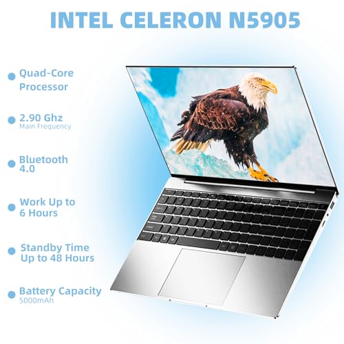 aichiw Laptop Windows 10,15.6 inch FHD 1920x1080 Notebook Computer Laptop,Intel Processor 16GB DDR4 256GB SSD, Fingerprint Unlock, USB 3.0, Dual