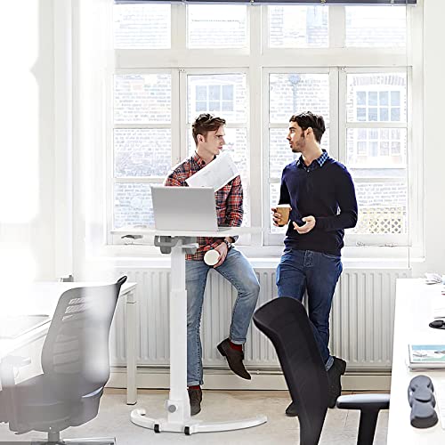 QINAIDI Foldable Mobile Standing Desk, Height Adjustable, 90° Tiltable Rolling Laptop Desk, with Wheels Non-Slip Mat, for Home Office,A