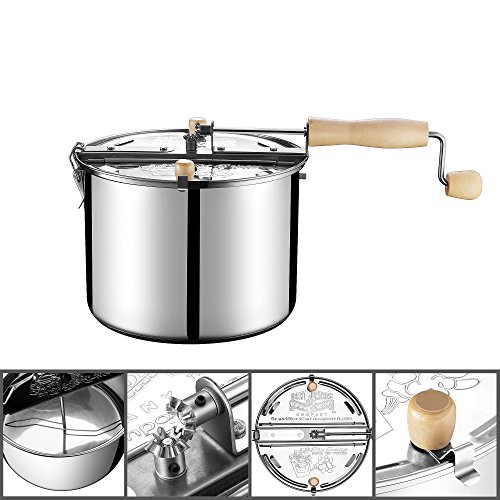 Great Northern Popcorn Company 6251 Northern Original Stainless Steel Stove Top 6 1/2 Kettle-Theater Popcorn at Home, Silver, 6 Quart