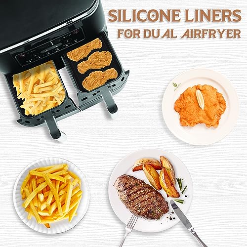 Air Fryer Accessories, 9 PCS Accessories for Ninja Dual AF400UK AF300UK, Silicone Air Fryer Liners & Air Fryer Racks & Silicone Gloves & Food Cli