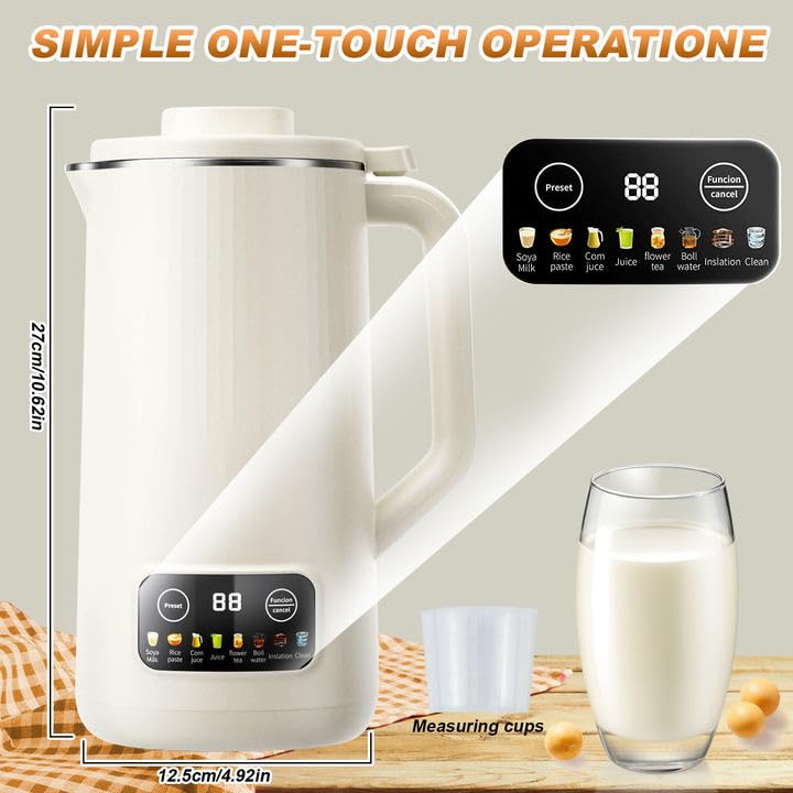 Nut Milk Maker Machine - 20 oz Multi Automatic Almond Milk Machine with 10 Blades, Homemade Almond, Oat, Soy, Etc Grain, Soy Milk Maker Machine w