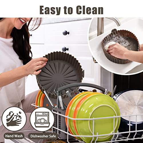 Echify Silicone Air Fryer Liner - 24cm | 9.5 Inch Reusable Air Fryer Liners with Oil Filter Mat 2Pcs Large Airfryer Liners Set Air Fryer Silicone