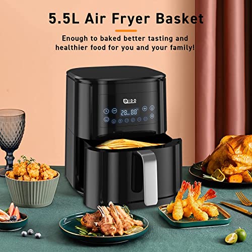 DIDO Air Fryer 5.5L with Rapid Air Circulation,1700W Air Fryers for Home Use with 60 Minute Timer&Temperature,Nonstick Basket for Healthy Oil Fre