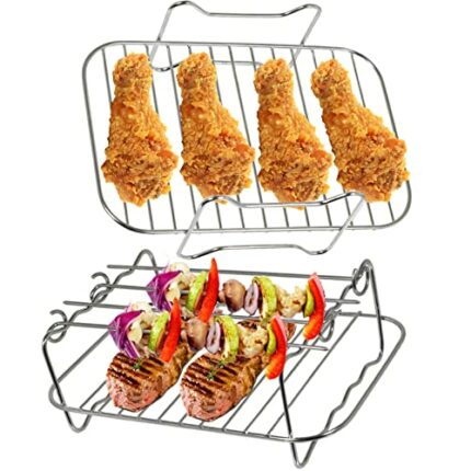 SPARES2GO Grill Shelf Racks Compatible with Instant Vortex Plus 7.6L Air Fryer (+ 4 Skewers)