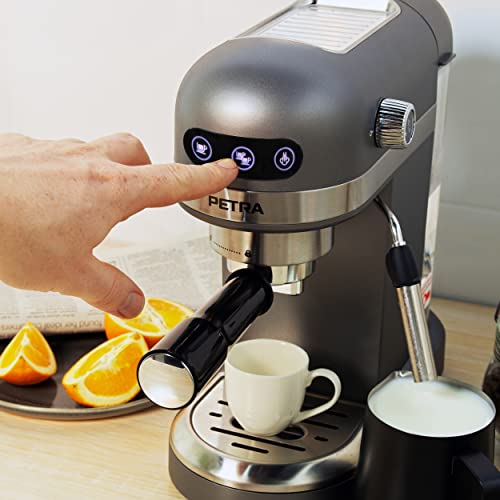 Petra PT5240 Espresso Coffee Machine - Milk Frothing Wand, 1.4L, Single & Double Shot, Stylish & Compact, 15-Bar Pressure, Barista Style Coffee,