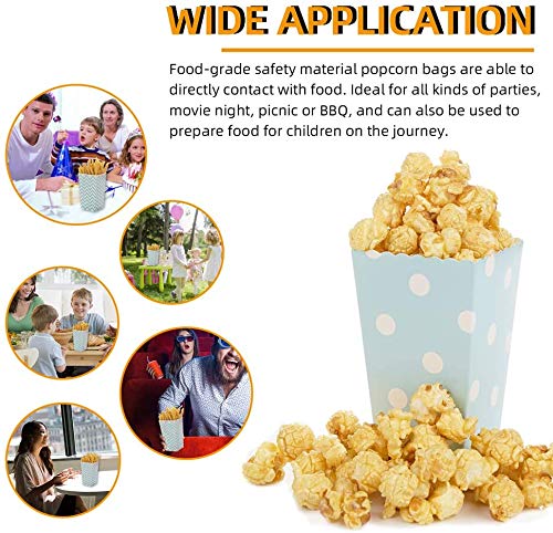 JAVOUKA 20 x Popcorn Bags, Paper Bags, Popcorn Boxes for Party Snacks, Sweets, Popcorn and Gifts Bags - Blue + Pink